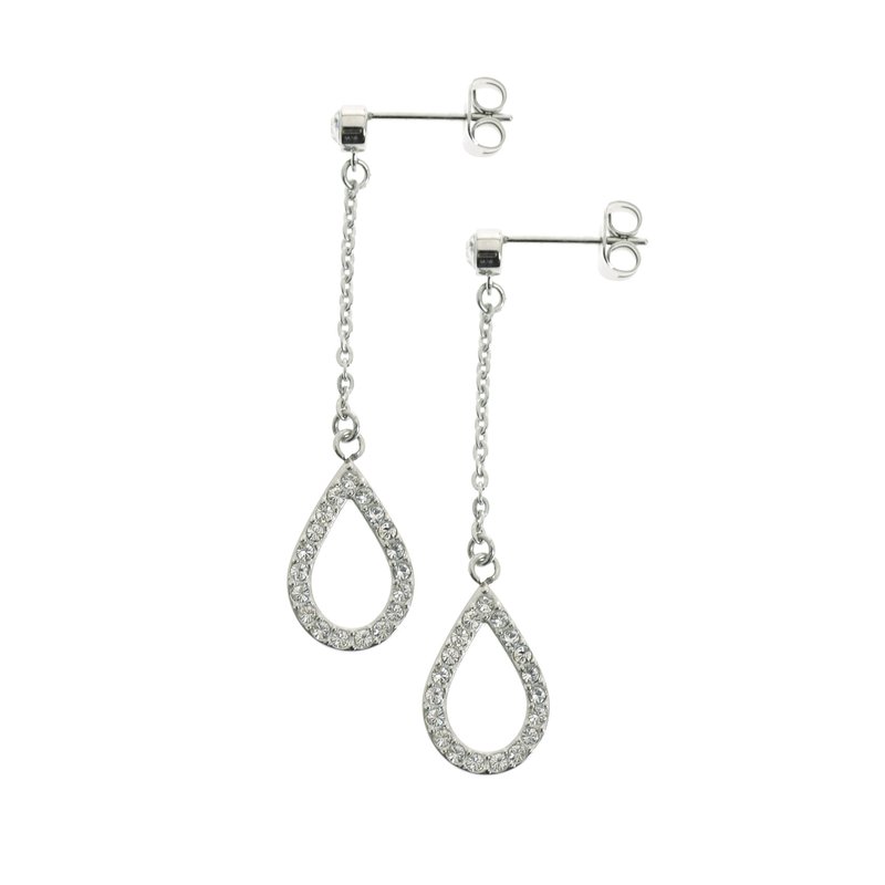 Steelx Open Crystal Teardrop on Chain Earrings - ER372 - Click Image to Close